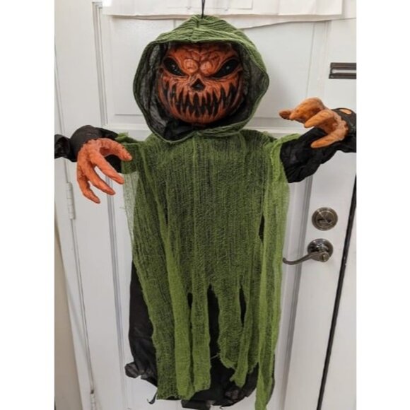 Animated Hanging Jack-O'-Lantern with Glowing Head and Creepy Sound - Picture 1 of 1